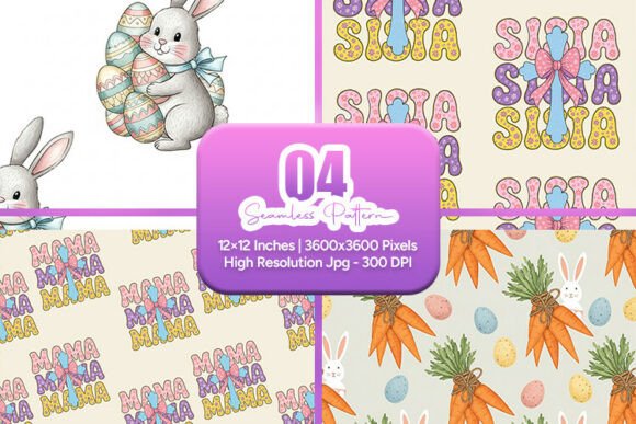 Download Easter Bunny Mama Seamless Pattern - Easter bunny Collection