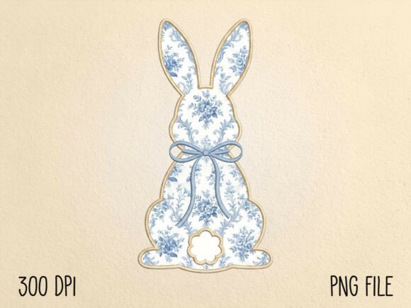 Download Blue Floral Easter Bunny Sublimation PNG - Easter bunny Collection