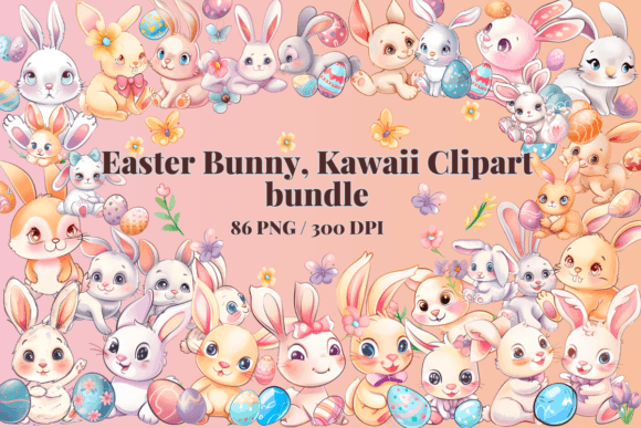 Download Easter Bunny, Kawaii Clipart Bundle - Easter bunny Collection