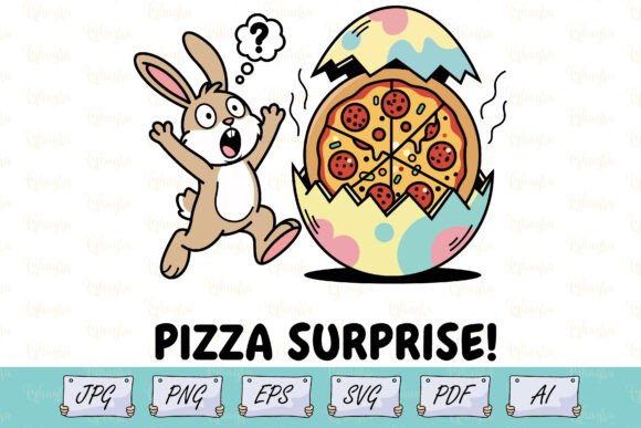 Download Funny Easter Bunny Pizza Surprise SVG - Easter bunny Collection