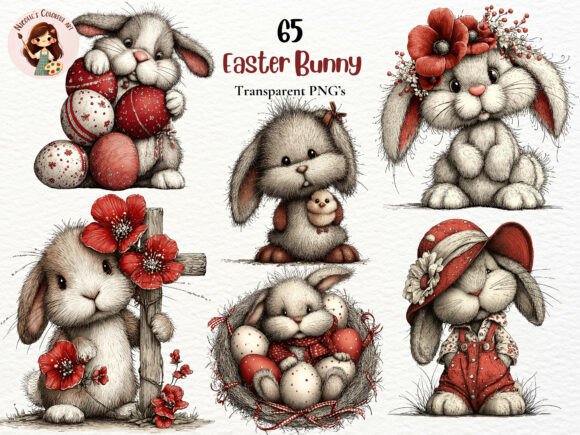 Download Whimsical Easter Bunny Clipart Bundle - Easter bunny Collection
