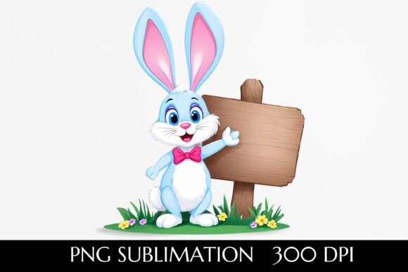 Download Cartoon Easter Bunny with Blank Signpost - Easter bunny Collection