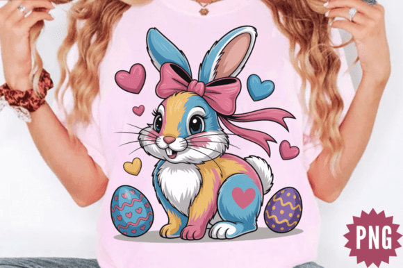 Download Cute Faux Yarn Rainbow Easter Bunny PNG - Easter bunny Collection
