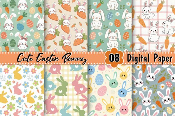 Download Cute Easter Bunny Digital Paper - Easter bunny Collection