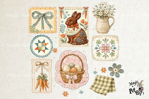 Download Vintage Easter Bunny Clipart PNG Set - Easter bunny Collection
