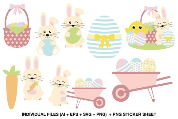 Download Pastel Easter Bunny Clipart Set - Easter bunny Collection