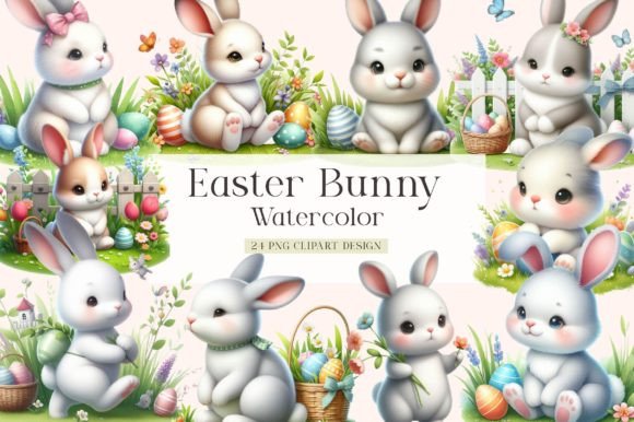 Download Watercolor Easter Bunny Clipart - Easter bunny Collection