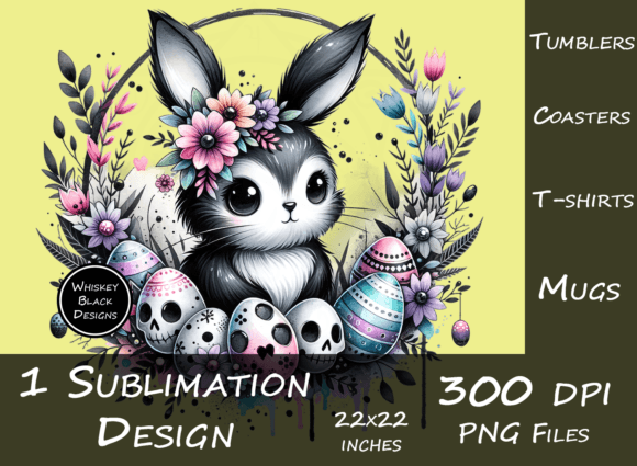 Download Black Goth Easter Bunny Sublimation Art - Easter bunny Collection
