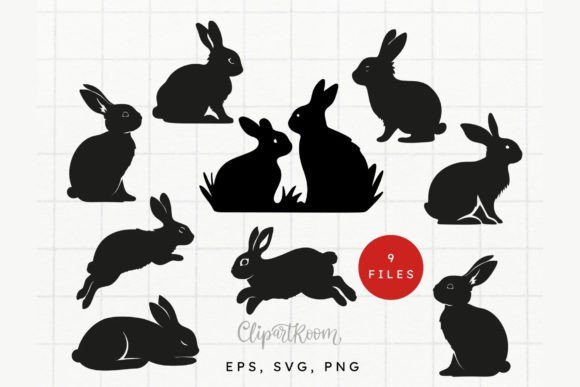 Download Easter Bunny Vector Silhouette Clipa Set - Easter bunny Collection