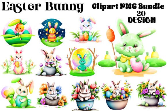 Download Vintage Easter Bunny Clipart Bundle - Easter bunny Collection
