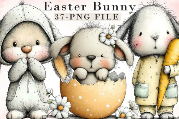 Download Whimsical Easter Bunny Clipart - Easter bunny Collection