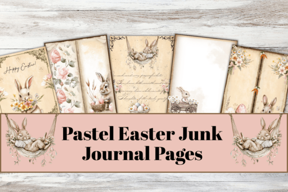Download Pastel Easter Bunny Junk Journal Pages, - Easter bunny Collection