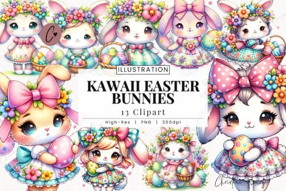 Download Kawaii Easter Bunnies Clipart - Premium Resources