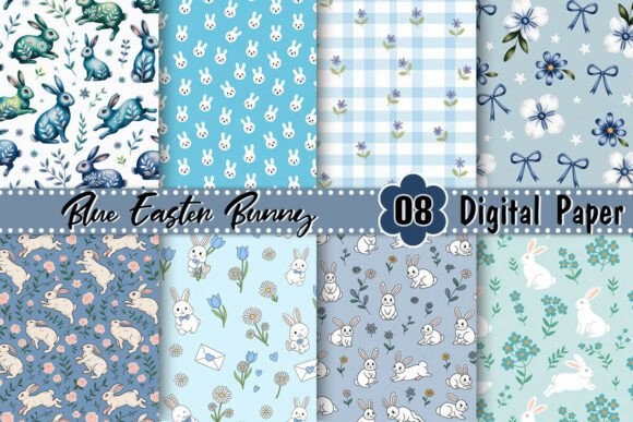 Download Blue Easter Bunny Digital Paper - Easter bunny Collection