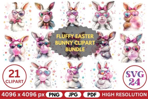 Download Fluffy Easter Bunny Clipart Bundle - Easter bunny Collection