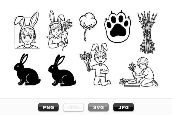 Download Cute Easter Bunny Clipart Set - Easter bunny Collection
