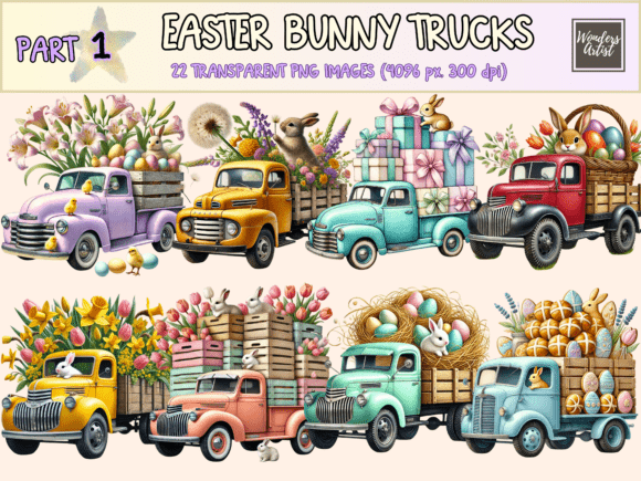 Download Easter Bunny Trucks P1 Clipart - Easter bunny Collection