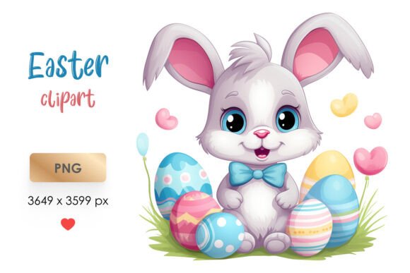 Download Cute Easter Bunny with Eggs PNG Clipart - Easter bunny Collection