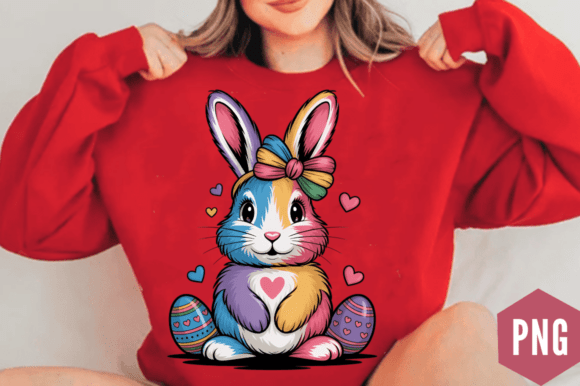 Download Rainbow Cute Easter Bunny with Bow PNG D - Easter bunny Collection