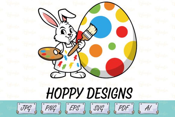 Download Kids Easter Bunny Painting Egg SVG - Easter bunny Collection