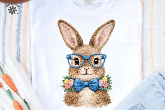 Download Retro Faux Embroidery Easter Bunny PNG - Easter bunny Collection