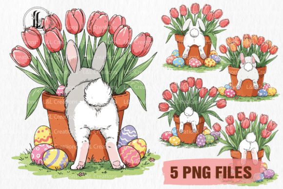 Download Easter Bunny with Flowers PNG Clipart - Easter bunny Collection